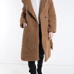 Merkloos Jas Lisa - Imitatiebont - Gevoerd - Met Zakken En Ceintuur - Camel