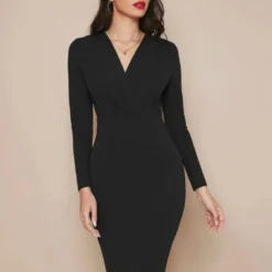 Merkloos Elegante Jurk Met Hoge Taille, Zwart, Maat S (36) -Dameskleding Verkoop 550x743
