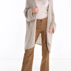 Merkloos Grof Gebreid Halflang Vest Zira - Vest Met Wijde Mouwen - Beige