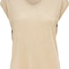 ONLY ONLSILVERY S/S V NECK LUREX TOP JRS NOOS Dames T-shirt - Maat M