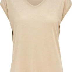 ONLY ONLSILVERY S/S V NECK LUREX TOP JRS NOOS Dames T-shirt - Maat XS