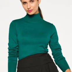 LOLALIZA Trui Met Rolkraag - Groen - Maat S