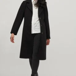 Vila Jas Vipoko Long Belt Coat -noos 14075129 Black Dames Maat - 34 -Dameskleding Verkoop 550x774