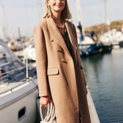 LOLALIZA Lange Jas - Camel - Maat 40