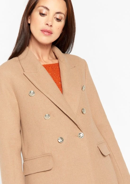 LOLALIZA Lange Jas - Camel - Maat 40 3 LOLALIZA Lange Jas - Camel - Maat 40 - Afbeelding 3