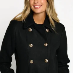 LOLALIZA Lange Jas Met Knopen - Zwart - Maat 38 -Dameskleding Verkoop 550x780 19