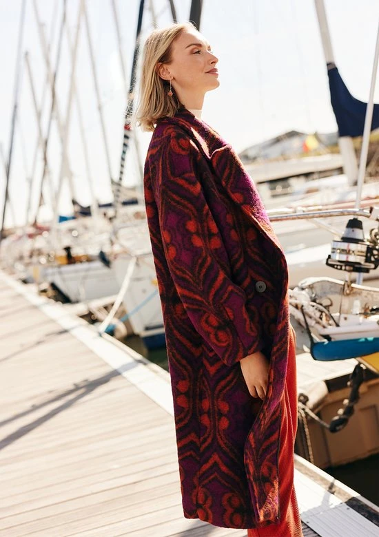 LOLALIZA Wollen Jas Met Etnische Print - Paars - Maat L 4 LOLALIZA Wollen Jas Met Etnische Print - Paars - Maat L - Afbeelding 4