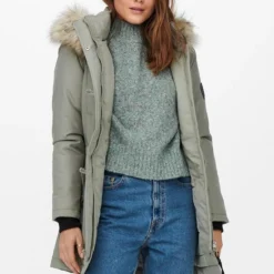 Only Jas Onliris Fur Winter Parka Cc Otw 15213755 Shadow Dames Maat - XS -Dameskleding Verkoop 550x790 2