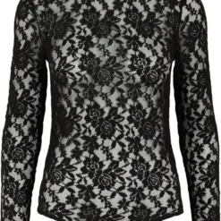 Pieces Kanten Body - Lange Mouw - Bodystocking - S - Zwart