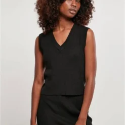 Urban Classics Gilet -XL- Short Knitted Slip On Zwart