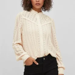 Vila Blouse Vichikka L/s Lace Shirt/3s 14081445 Birch Dames Maat - M