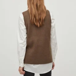 Vila Trui Viril Knit Rib V-neck S/l Vest - No 14067804 Crocodile Dames Maat - L -Dameskleding Verkoop 550x799 8