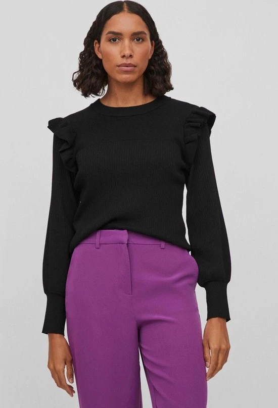 Vila Trui Vineira L/s Knit Top/3/lr 14083682 Black Dames Maat - M 3 Vila Trui Vineira L/s Knit Top/3/lr 14083682 Black Dames Maat - M - Afbeelding 3