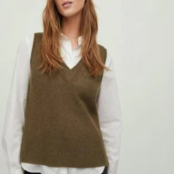 Vila Trui Viril Knit Rib V-neck S/l Vest - No 14067804 Crocodile Dames Maat - L -Dameskleding Verkoop 550x809 5