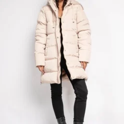 Merkloos Puffer - Fietsjas - Dames Winterjas - Long Puffer - Zijritsen - Dames - Warme Jas