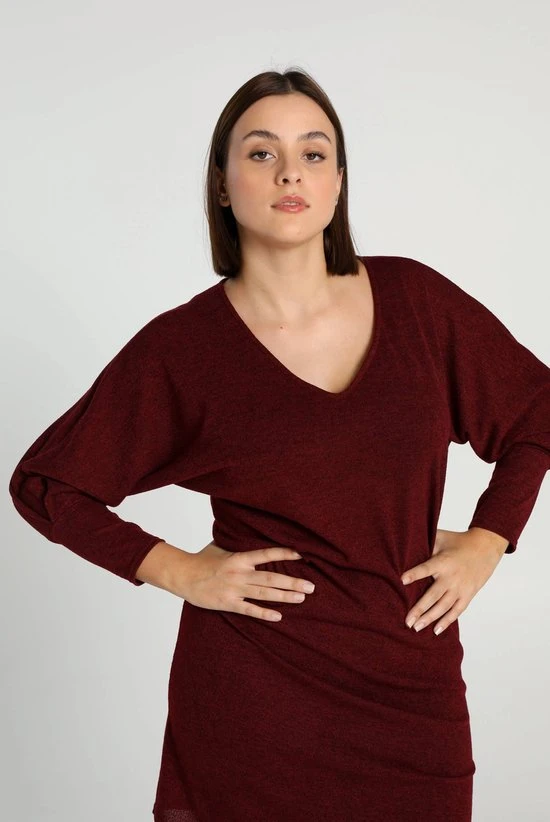 Cassis Korte, Gebreide Jurktrui Met Kreukeffect 8 Cassis Korte, Gebreide Jurktrui Met Kreukeffect - Afbeelding 8