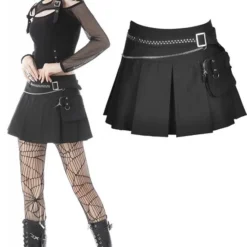 Dark In Love Korte Rok -M- Pleated With Bag Zwart