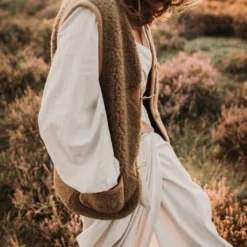 Alwero Dames Gilet "Alpen Adult 100% Wol" Bark - Maat S -Dameskleding Verkoop 550x824 125