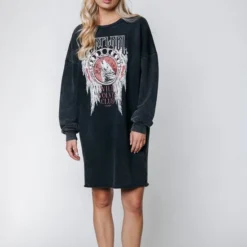 Colourful Rebel Wolves Club Jurk Grijs Dames - Loose Fit - Katoen - L