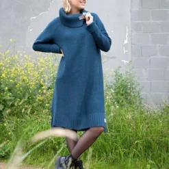 Knit Factory Jamie Gebreide Dames Jurk - Zwart - 40/42 - Knielengte - Met Opstaande Kraag -Dameskleding Verkoop 550x824 146