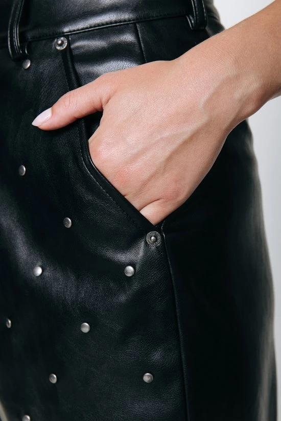 Colourful Rebel Kristel Broek Zwart Dames - Loose Fit - Leer - XL 3 Colourful Rebel Kristel Broek Zwart Dames - Loose Fit - Leer - XL - Afbeelding 3