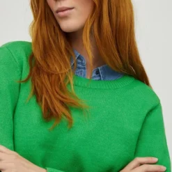 Vila Trui Viril O-neck L/s Knit Top - Noos 14054177 Kelly Green/dark Melan Dames Maat - L -Dameskleding Verkoop 550x825 160