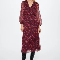 Mango Jurk Soepelvallende Jurk Met Bloemetjesprint 37017772 78 Dames Maat - XL