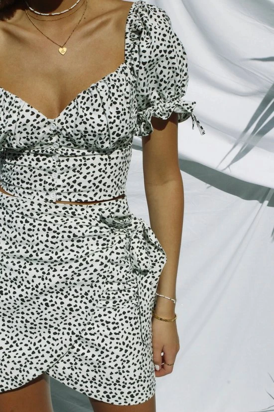 Merkloos Chouete Club White Cropped Dotted Top 5 Merkloos Chouete Club White Cropped Dotted Top - Afbeelding 5