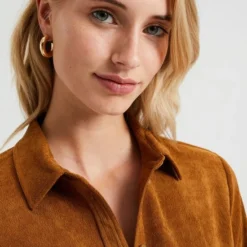 WE Fashion Dames Corduroy Overhemdjurk Met Strikceintuur -Dameskleding Verkoop 550x825 281