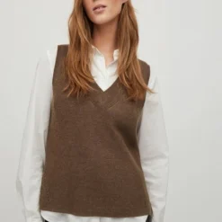 Vila Trui Viril Knit Rib V-neck S/l Vest - No 14067804 Crocodile Dames Maat - L -Dameskleding Verkoop 550x825 389