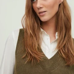 Vila Trui Viril Knit Rib V-neck S/l Vest - No 14067804 Crocodile Dames Maat - L -Dameskleding Verkoop 550x825 392