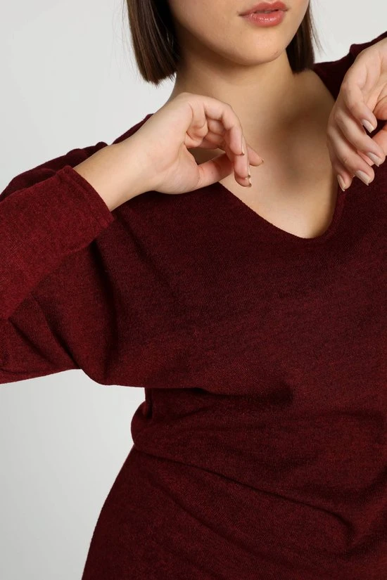 Cassis Korte, Gebreide Jurktrui Met Kreukeffect 2 Cassis Korte, Gebreide Jurktrui Met Kreukeffect - Afbeelding 2