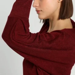 Cassis Korte, Gebreide Jurktrui Met Kreukeffect 15 Cassis Korte, Gebreide Jurktrui Met Kreukeffect -Dameskleding Verkoop 550x825 52