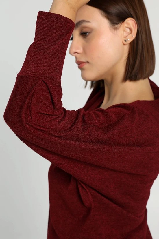 Cassis Korte, Gebreide Jurktrui Met Kreukeffect 5 Cassis Korte, Gebreide Jurktrui Met Kreukeffect - Afbeelding 5