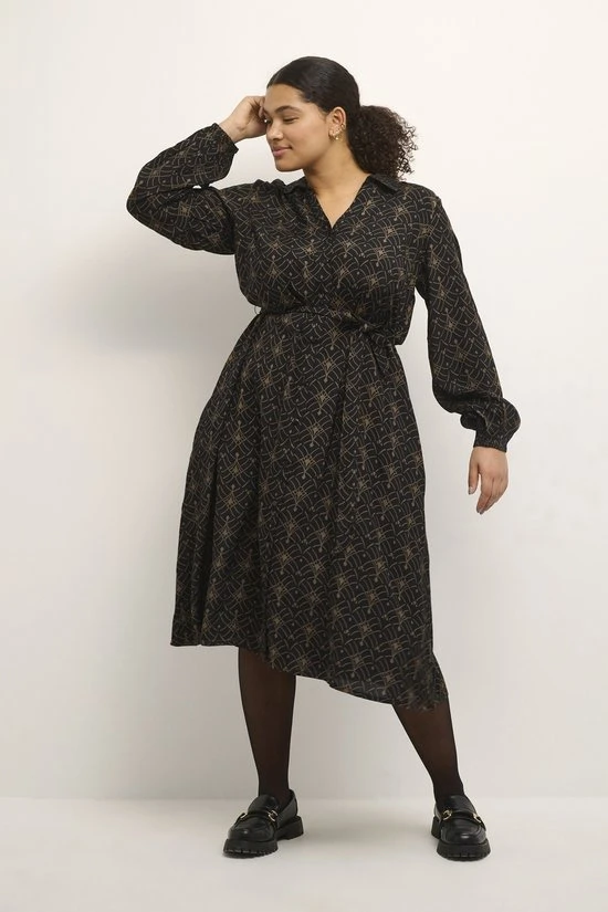 Kaffe Curve KCmirana Dress Dames Jurk - Maat 50 4 Kaffe Curve KCmirana Dress Dames Jurk - Maat 50 - Afbeelding 4