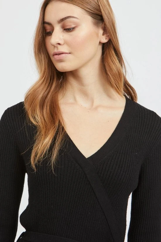 VILA VIRIL WRAP L/S KNIT DRESS - NOOS Dames Jurk - Maat L 6 VILA VIRIL WRAP L/S KNIT DRESS - NOOS Dames Jurk - Maat L - Afbeelding 6