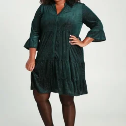 Paprika Korte, Fluwelen Jurk Met Lurex -Dameskleding Verkoop 550x825 549