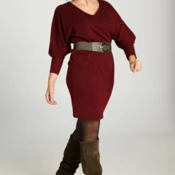 Cassis Korte, Gebreide Jurktrui Met Kreukeffect 19 Cassis Korte, Gebreide Jurktrui Met Kreukeffect -Dameskleding Verkoop 550x825 55