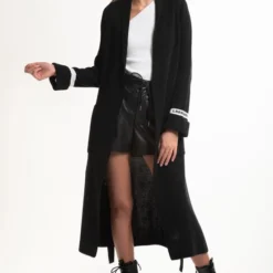 Merkloos Lang Vest Met Riem - Zwarte Lang Vest SOFT TOUCH - Maat M/L