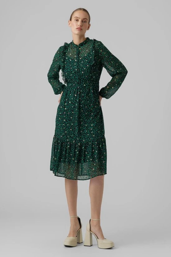 VERO MODA VMNINI L/S CALF DRESS WVN BTQ Dames Jurk - Maat S 3 VERO MODA VMNINI L/S CALF DRESS WVN BTQ Dames Jurk - Maat S - Afbeelding 3