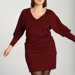 Cassis Korte, Gebreide Jurktrui Met Kreukeffect 21 Cassis Korte, Gebreide Jurktrui Met Kreukeffect -Dameskleding Verkoop 550x825 57