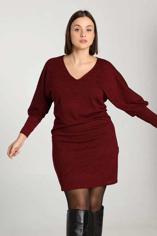 Cassis Korte, Gebreide Jurktrui Met Kreukeffect 11 Cassis Korte, Gebreide Jurktrui Met Kreukeffect - Afbeelding 11