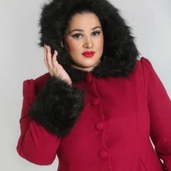 Hell Bunny Winterjas/mantel Dames Burgundy (L) -Dameskleding Verkoop 550x825 603