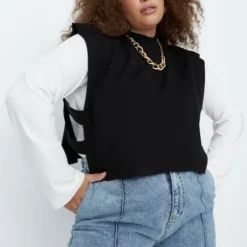 Trendyol Vrouwen Mouwloos Poncho Grote Maten Trui 16 Trendyol Vrouwen Mouwloos Poncho Grote Maten Trui -Dameskleding Verkoop 550x825 614