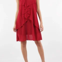 Merkloos Avondjurk Met Parels Op De Kraag - Bordeaux - Maat S